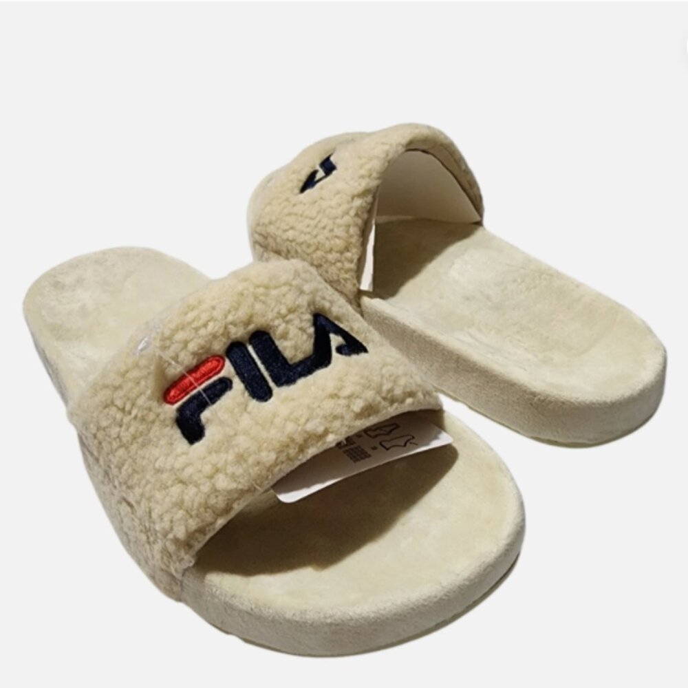 Fila Fuzzy Drifter Women's Slide‎ Sandals Ivory Size 7